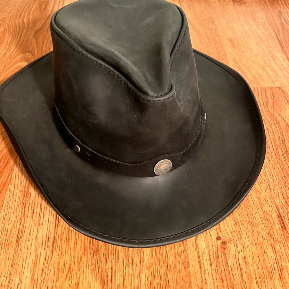 Classic Black Leather Western Hat